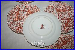 Royal Crown Derby Red Aves Cups Saucer & Bread Butter Plates Set Of 4 (12)