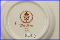 Royal Crown Derby Red Aves Demitasse Cup & Saucers Bird Design Gilt Rim -12 Sets