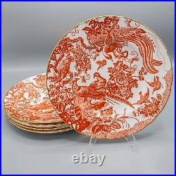 Royal Crown Derby Red Aves Dinner Plates Set of 6- 10 1/2 FREE USA SHIPPING