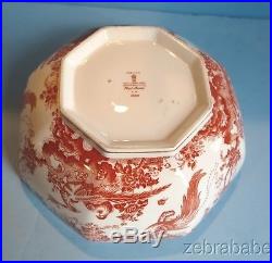 Royal Crown Derby Red Aves Octagon 10 Vegetable Bowl