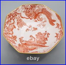 Royal Crown Derby Red Aves Octagonal Vegetable Bowl 9 1/2 2nd-FREE USA SHIPPING