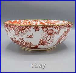 Royal Crown Derby Red Aves Octagonal Vegetable Bowl 9 1/2 2nd-FREE USA SHIPPING