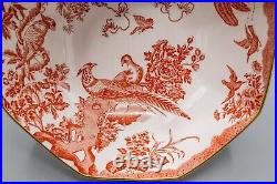 Royal Crown Derby Red Aves Octagonal Vegetable Bowl 9 1/2 2nd-FREE USA SHIPPING