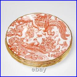 Royal Crown Derby Red Aves Orange Pheasant Rim Soup Bowls 8.5dia 4pc Lot A