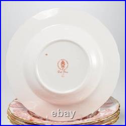 Royal Crown Derby Red Aves Orange Pheasant Rim Soup Bowls 8.5dia 4pc Lot A