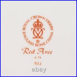 Royal Crown Derby Red Aves Orange Pheasant Rim Soup Bowls 8.5dia 4pc Lot A