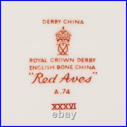 Royal Crown Derby Red Aves Orange Pheasant Salad Plates 8.5dia 4pc Lot A