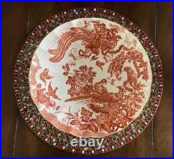 Royal Crown Derby Red Aves Oval Footed Bowl 10 1/2