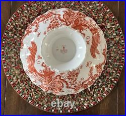 Royal Crown Derby Red Aves Oval Footed Bowl 10 1/2