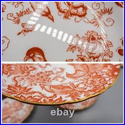 Royal Crown Derby Red Aves Salad Plates Set of 10- 8 3/8 FREE USA SHIPPING