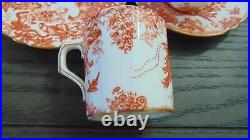 Royal Crown Derby Red Aves Set Of 4 Flat Demitasse Cups And Saucers