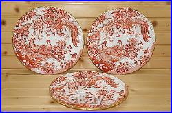 Royal Crown Derby Red Aves Set of (3) Salad Plates, 8 1/2, Older Mark