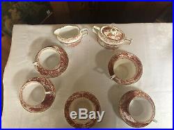 Royal Crown Derby Red Aves Sugar Creamer 5 Teacups And 5 Saucers All For One