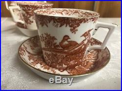 Royal Crown Derby Red Aves Sugar Creamer 5 Teacups And 5 Saucers All For One