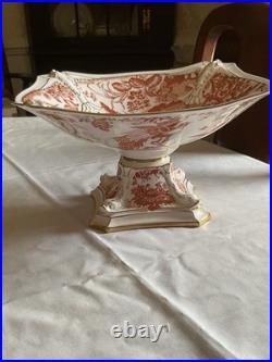 Royal Crown Derby Red Aves With Gold Trim Compote