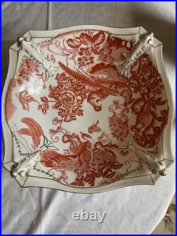 Royal Crown Derby Red Aves With Gold Trim Compote