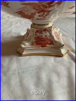 Royal Crown Derby Red Aves With Gold Trim Compote