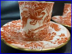 Royal Crown Derby Red Avis Coffee Cup & Saucer Set Red Ceramic