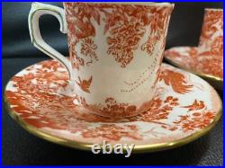 Royal Crown Derby Red Avis Coffee Cup & Saucer Set Red Ceramic