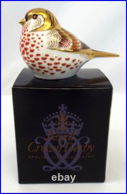 Royal Crown Derby Redpoll Bird Imari Paperweight New In Box England Gold 2010
