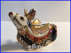 Royal Crown Derby Reindeer Porcelain Paperweight Gold Stopper