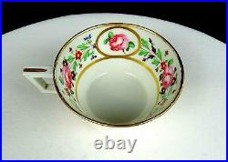 Royal Crown Derby Rose And Floral Gold Trim French Handle 2 Cup & Saucer 1863