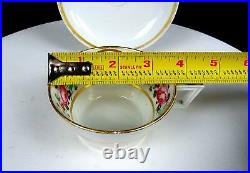 Royal Crown Derby Rose And Floral Gold Trim French Handle 2 Cup & Saucer 1863