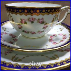 Royal Crown Derby Rose Garland Cup Saucer Trio