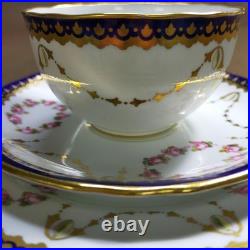 Royal Crown Derby Rose Garland Cup Saucer Trio