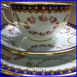 Royal Crown Derby Rose Garland Cup Saucer Trio