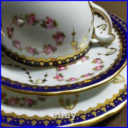 Royal Crown Derby Rose Garland Cup Saucer Trio