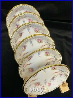 Royal Crown Derby Royal Antoinette' 1st Quality Set 6 Fruit Dishes Bowl Saucers