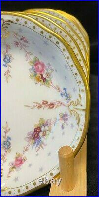 Royal Crown Derby Royal Antoinette' 1st Quality Set 6 Fruit Dishes Bowl Saucers