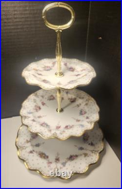 Royal Crown Derby Royal Antoinette 3 Tier Tidbit Cake Stand Extra Nice