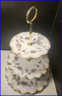 Royal Crown Derby Royal Antoinette 3 Tier Tidbit Cake Stand Extra Nice