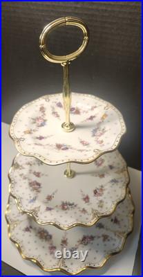Royal Crown Derby Royal Antoinette 3 Tier Tidbit Cake Stand Extra Nice