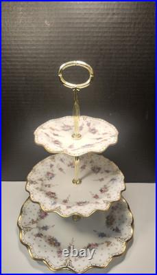Royal Crown Derby Royal Antoinette 3 Tier Tidbit Cake Stand Extra Nice