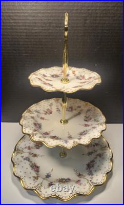 Royal Crown Derby Royal Antoinette 3 Tier Tidbit Cake Stand Extra Nice