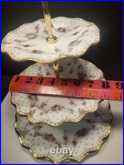 Royal Crown Derby Royal Antoinette 3 Tier Tidbit Cake Stand Extra Nice