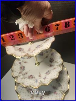 Royal Crown Derby Royal Antoinette 3 Tier Tidbit Cake Stand Extra Nice