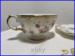 Royal Crown Derby Royal Antoinette Cup & Saucer With Buckingham Palace Tea Towel