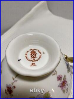 Royal Crown Derby Royal Antoinette Cup & Saucer With Buckingham Palace Tea Towel