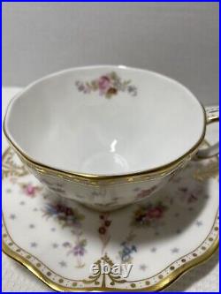 Royal Crown Derby Royal Antoinette Cup & Saucer With Buckingham Palace Tea Towel