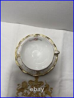 Royal Crown Derby Royal Antoinette Cup & Saucer With Buckingham Palace Tea Towel