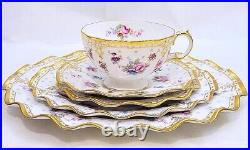 Royal Crown Derby Royal Antoinette Embossed Gold Dot 5 pc Dinner Place Setting