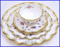 Royal Crown Derby Royal Antoinette Embossed Gold Dot 5 pc Dinner Place Setting