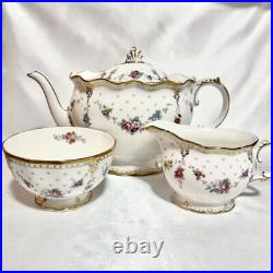 Royal Crown Derby Royal Antoinette Pot, Creamer & Sugar Set