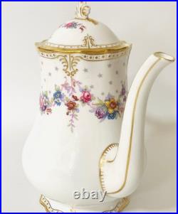 Royal Crown Derby Royal Antoinette Tea / Coffee Pot w Lid England Porcelain