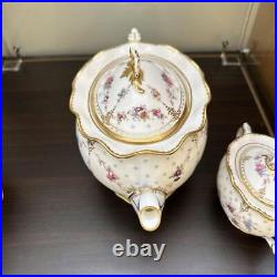 Royal Crown Derby Royal Antoinette Teapot, Milk pot, Sugar pot