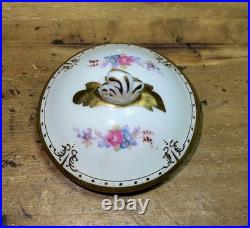 Royal Crown Derby Royal Antoinette Teapot with Lid Embossed Gold Dot Floral Swags